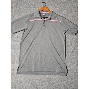 FootJoy Polo Shirt Mens Medium Gray Athletic Fit Short Sleeve Stripe Golf